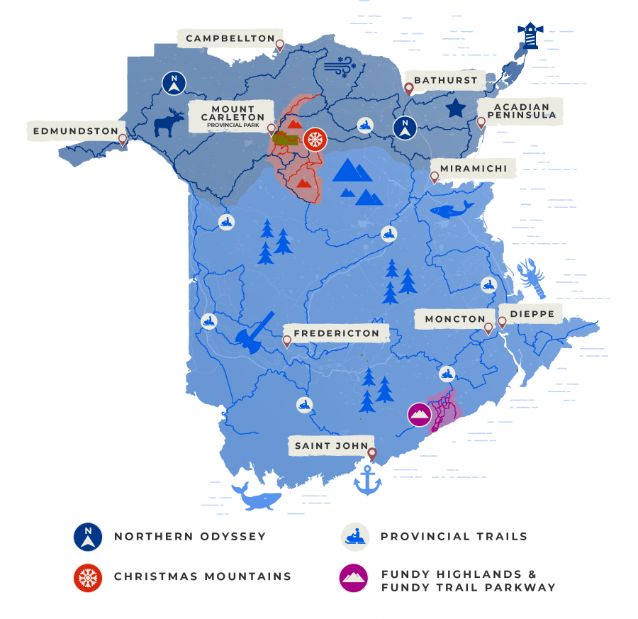 Snowmobile map New Brunswick Canada
