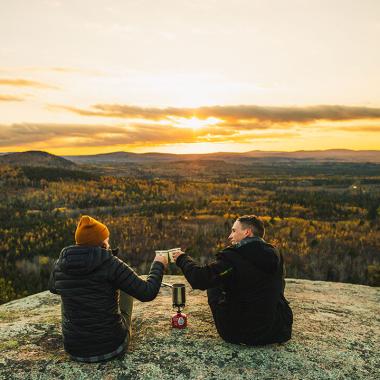 Taking in the fall foliage hiking Bald Mountain nearby Saint John