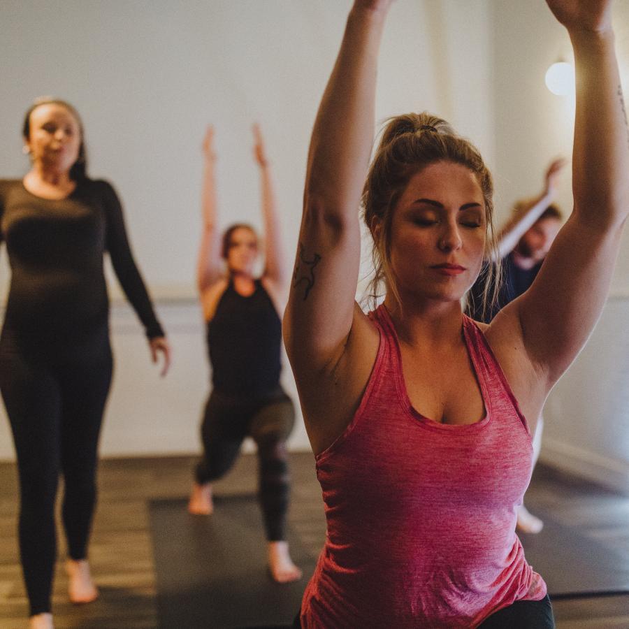 women doing yoga